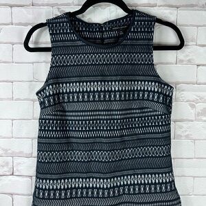 Banana Republic Women Navy & Gray Texture Geometric Sleeveless Luxe Top | XS